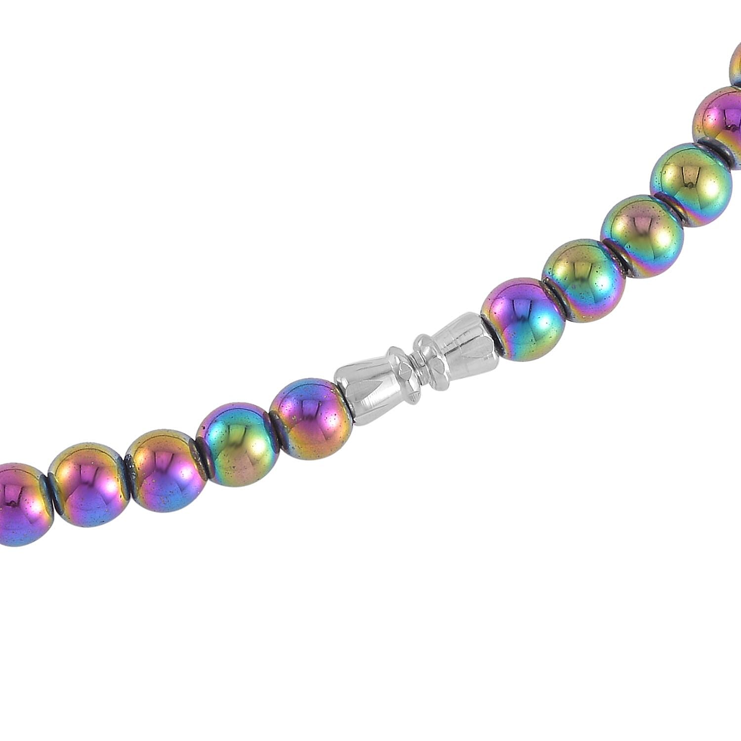  Magic Plated Hematite Beaded Necklace 20 Inches in Silvertone 120.00 ctw