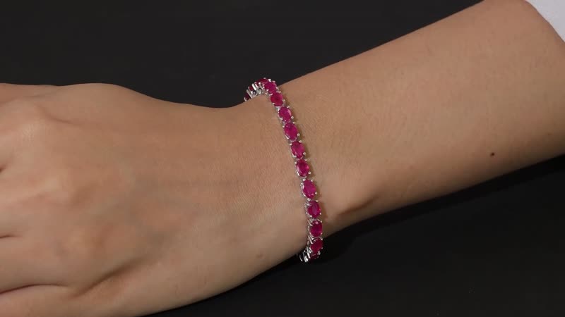 Niassa Ruby (FF) Tennis Bracelet in Platinum Over Sterling Silver (6.50 In) 18.65 ctw