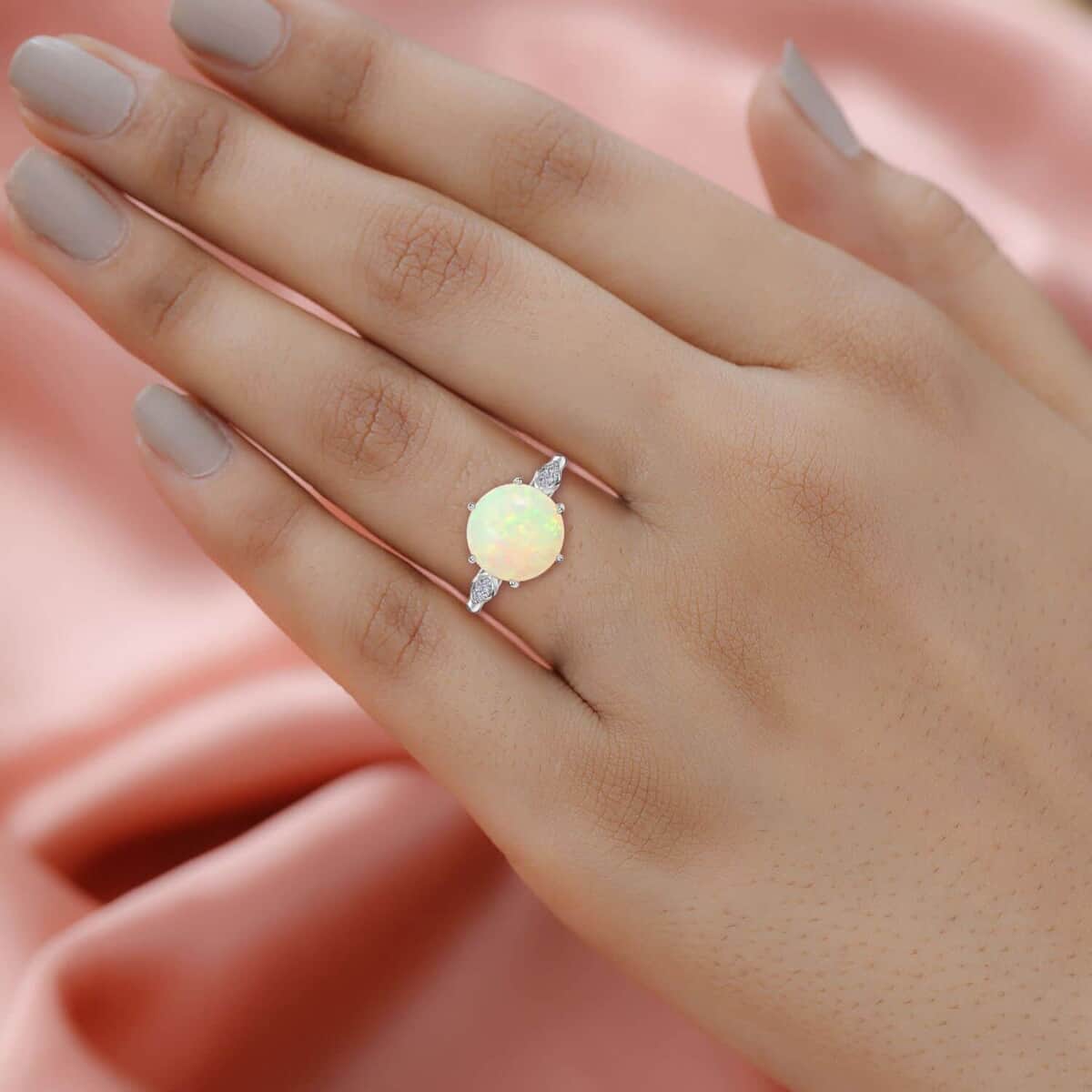 Luxoro 10K White Gold AAA Ethiopian Welo Opal, Diamond (G-H, I2) Ring 4.40 ctw image number 2