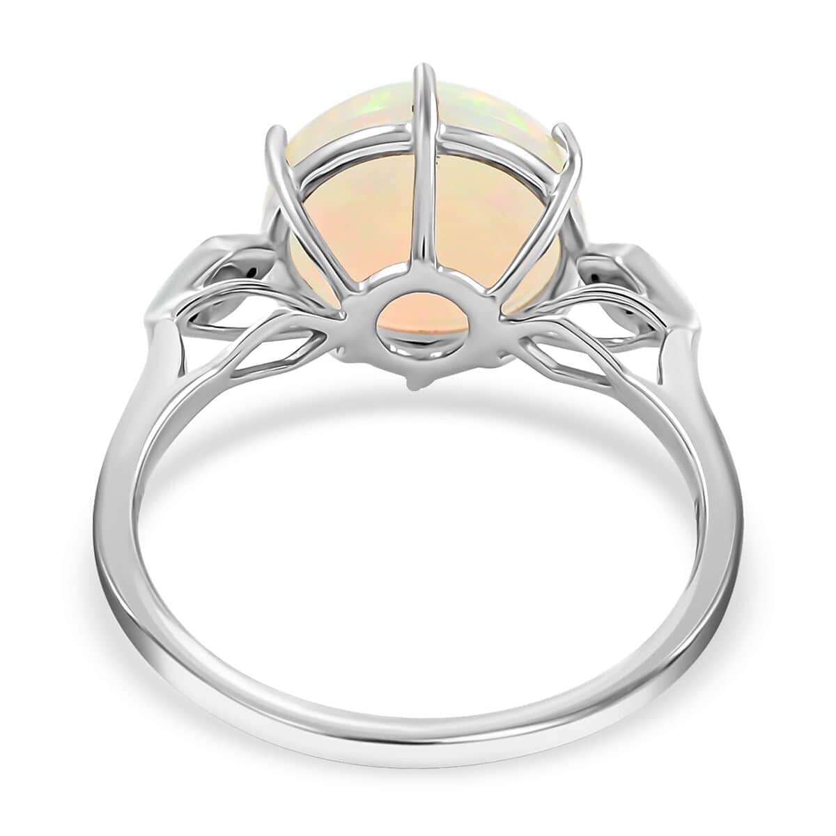 Luxoro 10K White Gold AAA Ethiopian Welo Opal and G-H I2 Diamond Ring (Size 10.0) 4.40 ctw image number 4