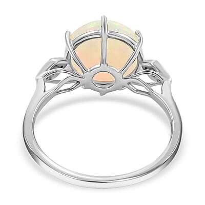 Luxoro 10K White Gold AAA Ethiopian Welo Opal and G-H I2 Diamond Ring (Size 10.0) 4.40 ctw