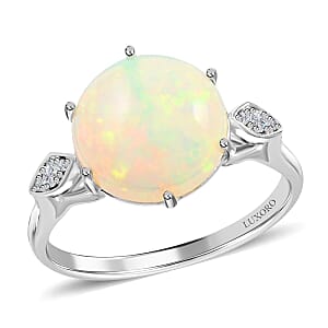 Luxoro 10K White Gold AAA Ethiopian Welo Opal, Diamond (G-H, I2) Ring (Size 6.0) 4.40 ctw