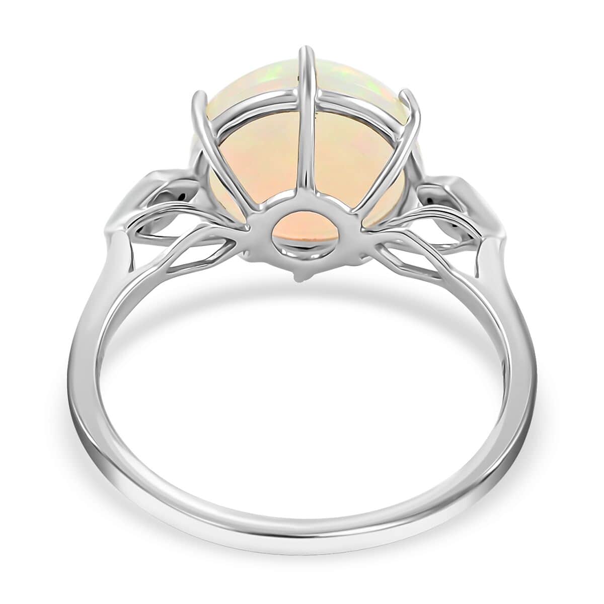 Luxoro 10K White Gold AAA Ethiopian Welo Opal and G-H I2 Diamond Ring (Size 7.0) 4.40 ctw image number 4