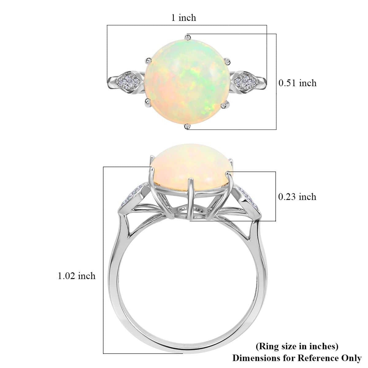 Luxoro 10K White Gold AAA Ethiopian Welo Opal and G-H I2 Diamond Ring (Size 7.0) 4.40 ctw image number 5