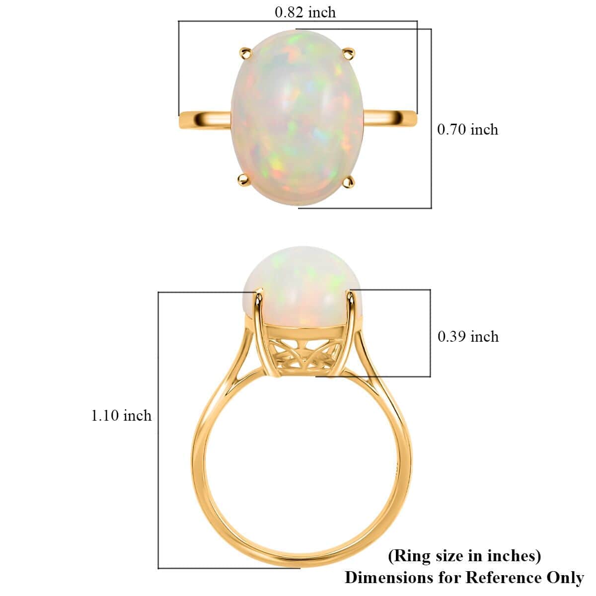 Luxoro 10K Yellow Gold AAA Ethiopian Welo Opal Solitaire Ring (Del. in 3-5 Days) 6.85 ctw image number 5