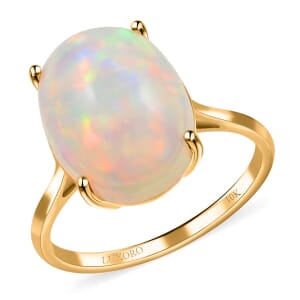 Certified and Appraised Luxoro 10K Yellow Gold AAA Ethiopian Welo Opal Solitaire Ring (Size 6.0) 6.85 ctw