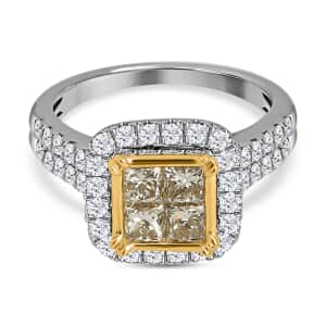 18K Yellow and White Gold Natural Yellow & White Diamond VS-I2 Ring (Size 5.0) 5.65 Grams 2.25 ctw