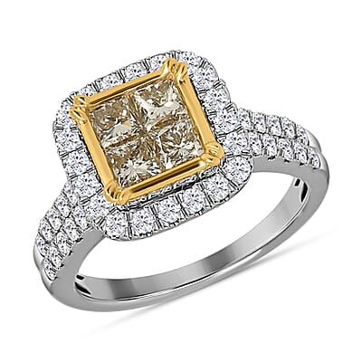 18K Yellow and White Gold Natural Yellow & White Diamond VS-I2 Ring (Size 5.0) 5.65 Grams 2.25 ctw