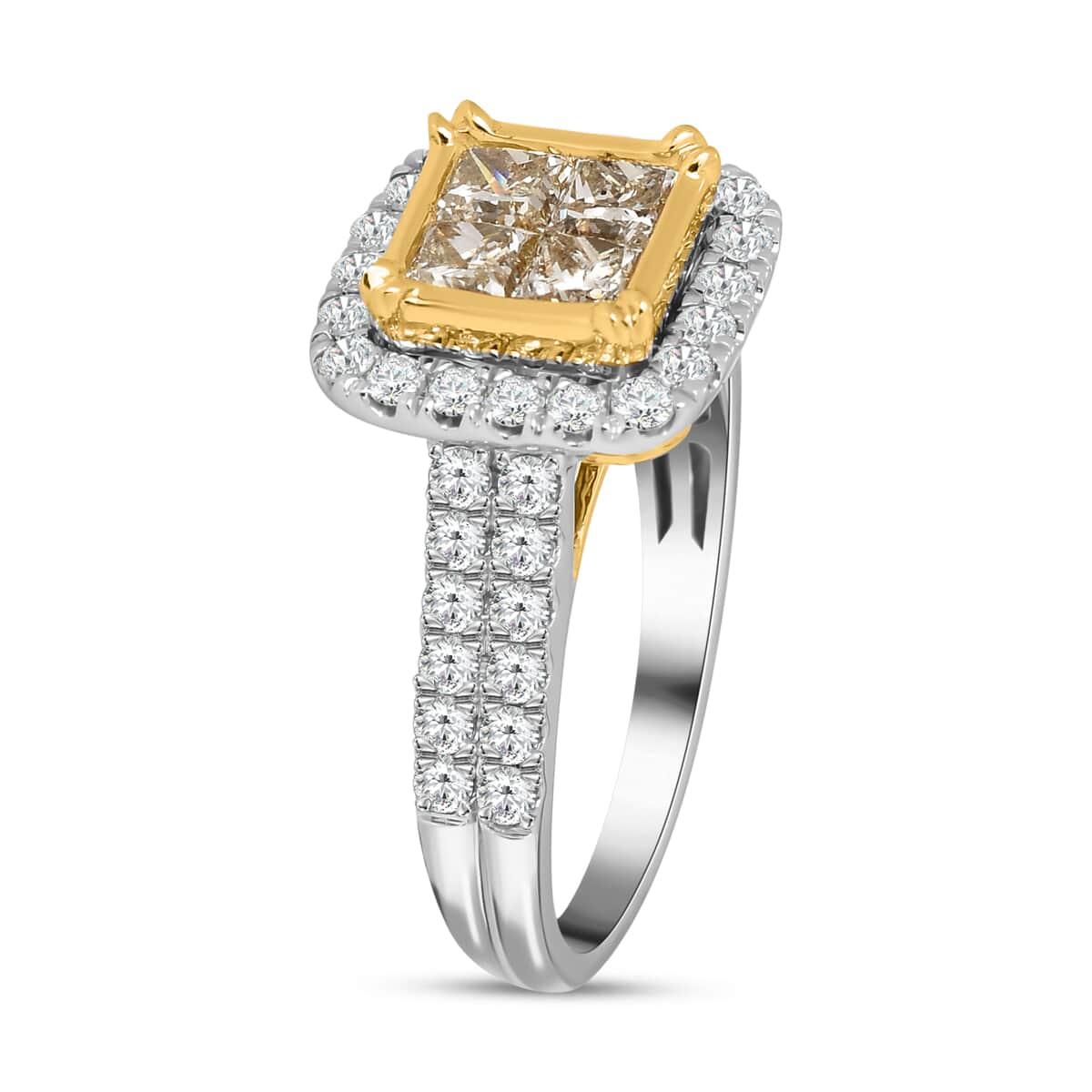 18K Yellow and White Gold Natural Yellow & White Diamond VS-I2 Ring 5.65 Grams 2.25 ctw image number 3