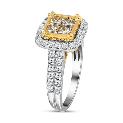 18K Yellow and White Gold Natural Yellow & White Diamond VS-I2 Ring (Size 5.0) 5.65 Grams 2.25 ctw