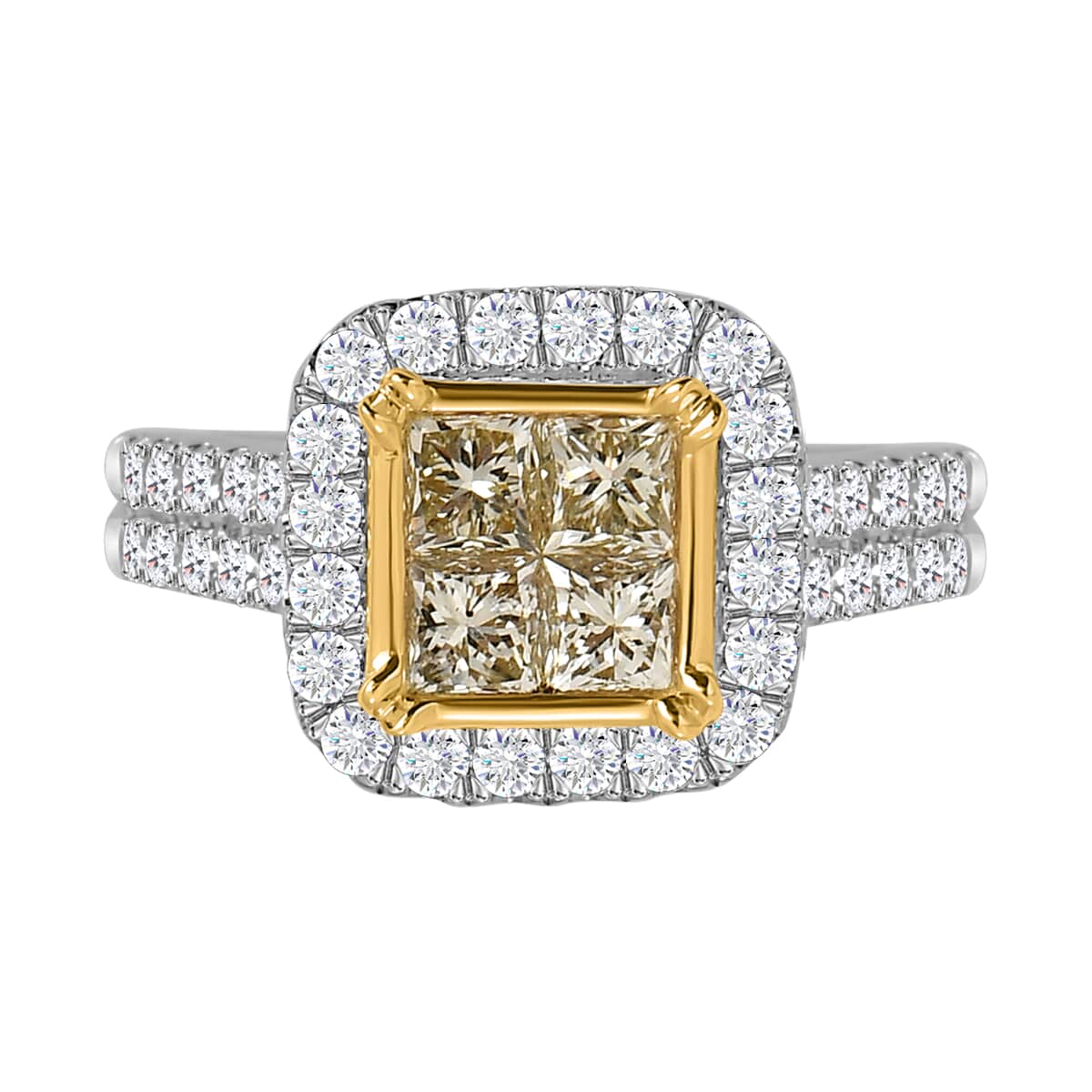 18K Yellow and White Gold Natural Yellow & White Diamond VS-I2 Ring 5.65 Grams 2.25 ctw image number 4