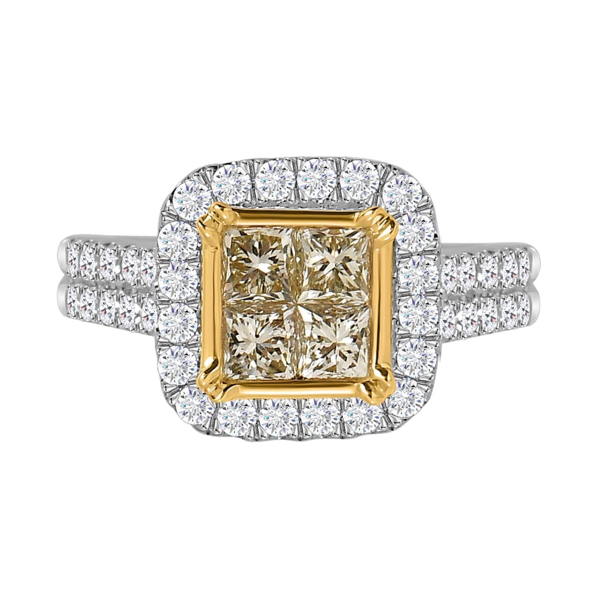 18K Yellow and White Gold Natural Yellow & White Diamond VS-I2 Ring (Size 7.0) 5.65 Grams 2.25 ctw image number 4