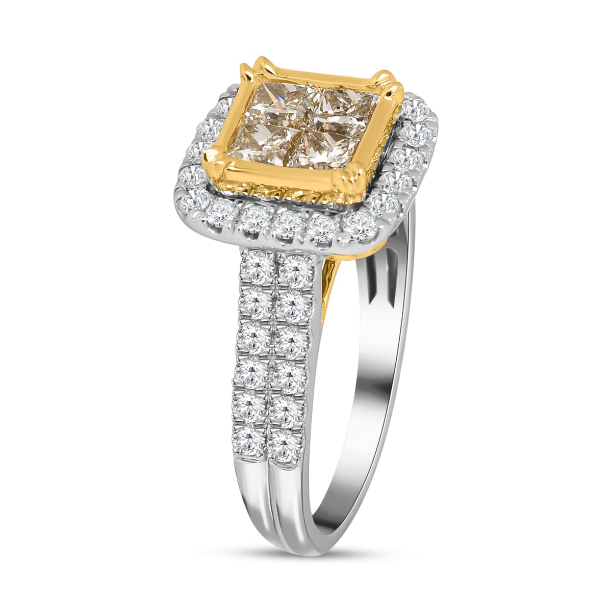 18K Yellow and White Gold Natural Yellow & White Diamond VS-I2 Ring (Size 8.0) 5.65 Grams 2.25 ctw image number 3