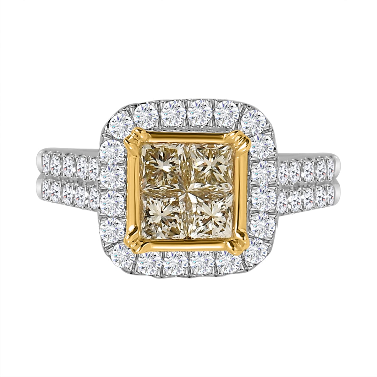 18K Yellow and White Gold Natural Yellow & White Diamond VS-I2 Ring (Size 8.0) 5.65 Grams 2.25 ctw image number 4