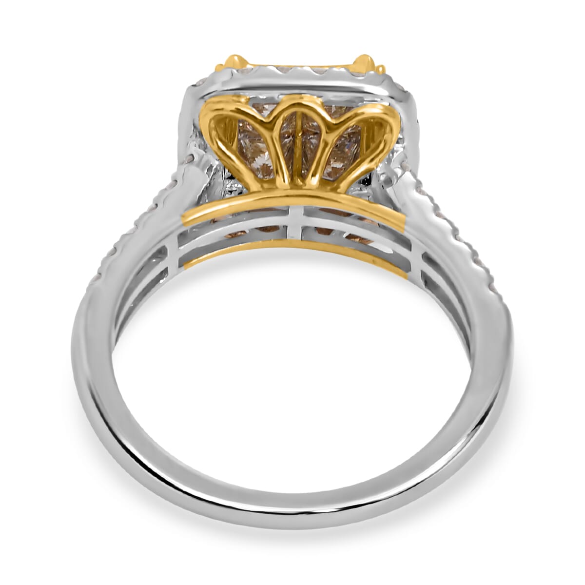 18K Yellow and White Gold Natural Yellow & White Diamond VS-I2 Ring (Size 8.0) 5.65 Grams 2.25 ctw image number 5