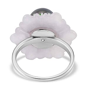 Tahitian Pearl and Multi Gemstone 28.12 ctw Fancy Ring in Rhodium Over Sterling Silver (Size 11.5)