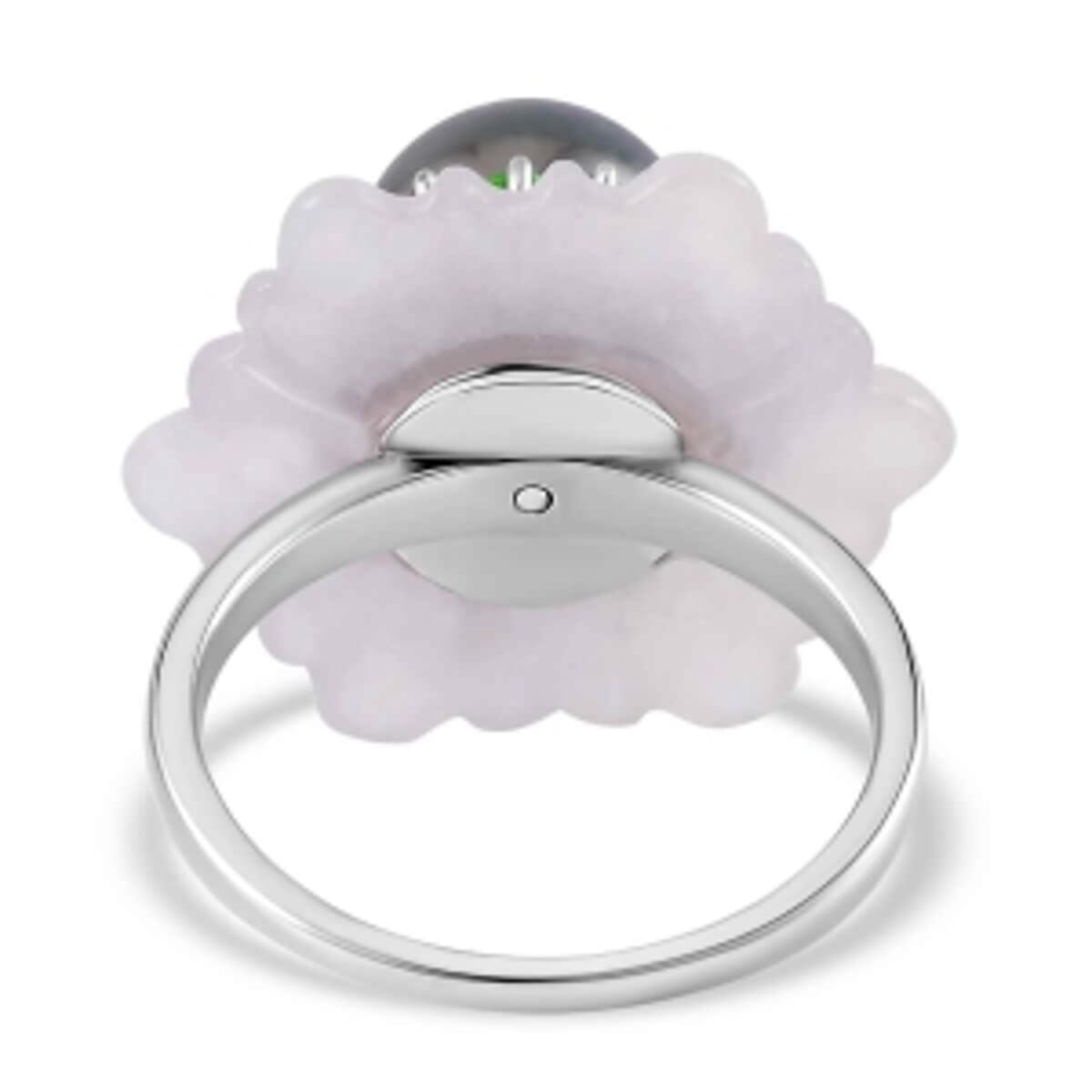 Tahitian Pearl and Multi Gemstone 28.12 ctw Fancy Ring in Rhodium Over Sterling Silver (Size 11.5) image number 4