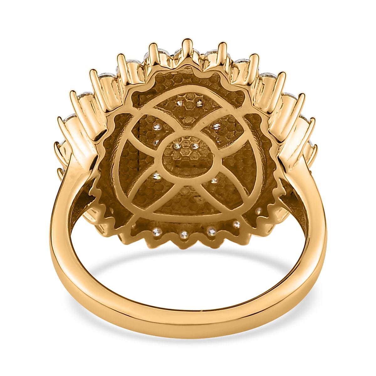 Moissanite Initial B Sun Medallion Ring in Vermeil Yellow Gold Over Sterling Silver (Size 7.0) 0.70 ctw image number 4