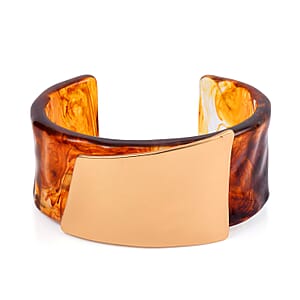 Champagne Resin Cuff Bracelet in Goldtone (7 In)