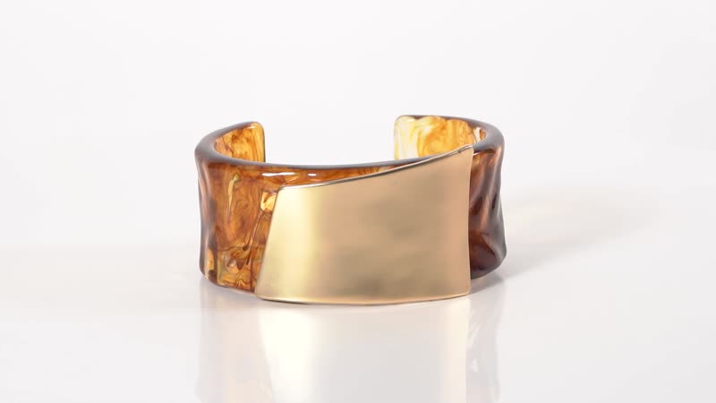 Champagne Resin Cuff Bracelet in Goldtone (7 In)