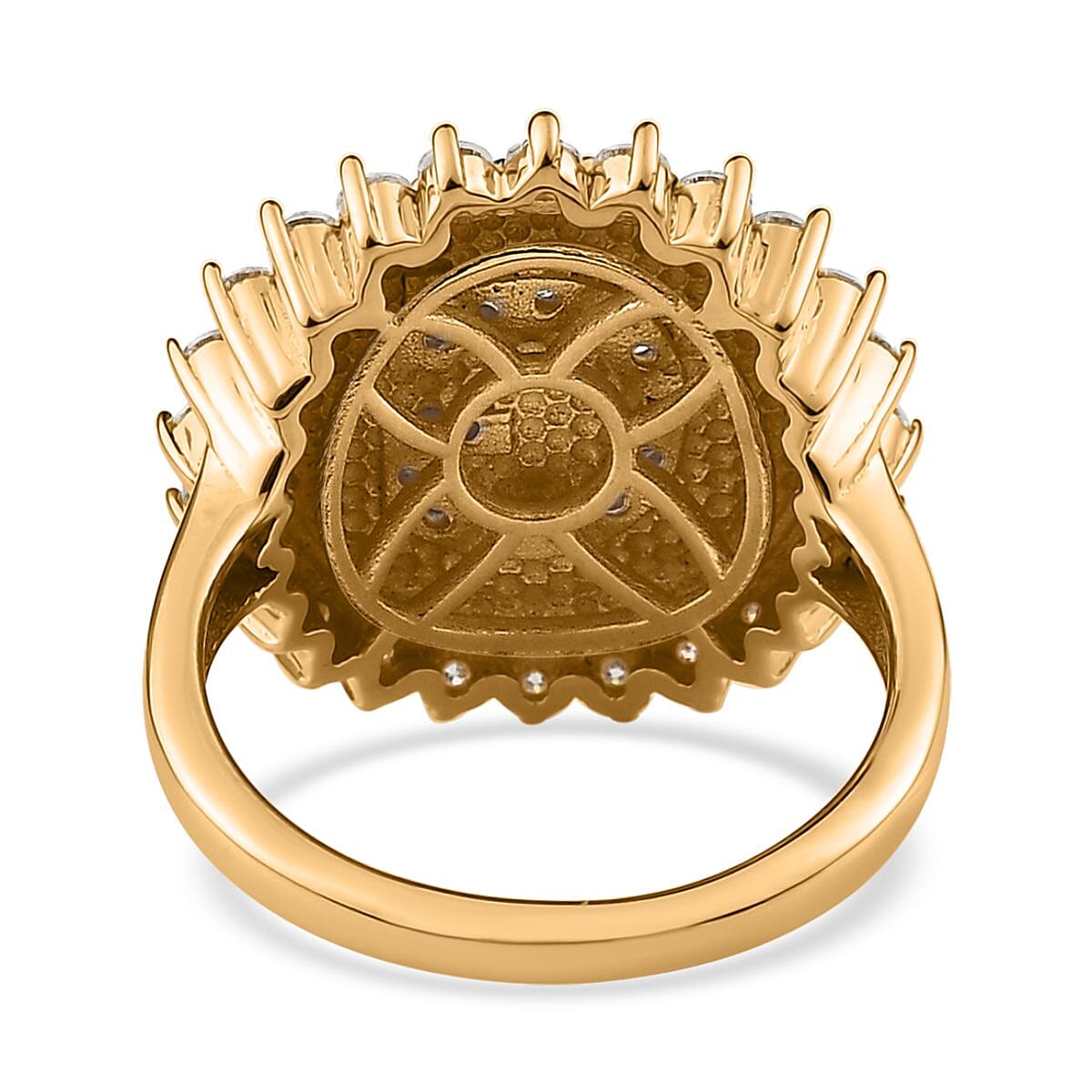 Moissanite Initial G Sun Medallion Ring in Vermeil Yellow Gold Over Sterling Silver (Size 7.0) 0.70 ctw image number 4