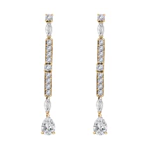 Moissanite 3.10 ctw Dangling Earrings in Vermeil Yellow Gold Over Sterling Silver