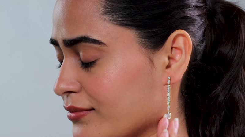 Moissanite 3.10 ctw Dangling Earrings in Vermeil Yellow Gold Over Sterling Silver