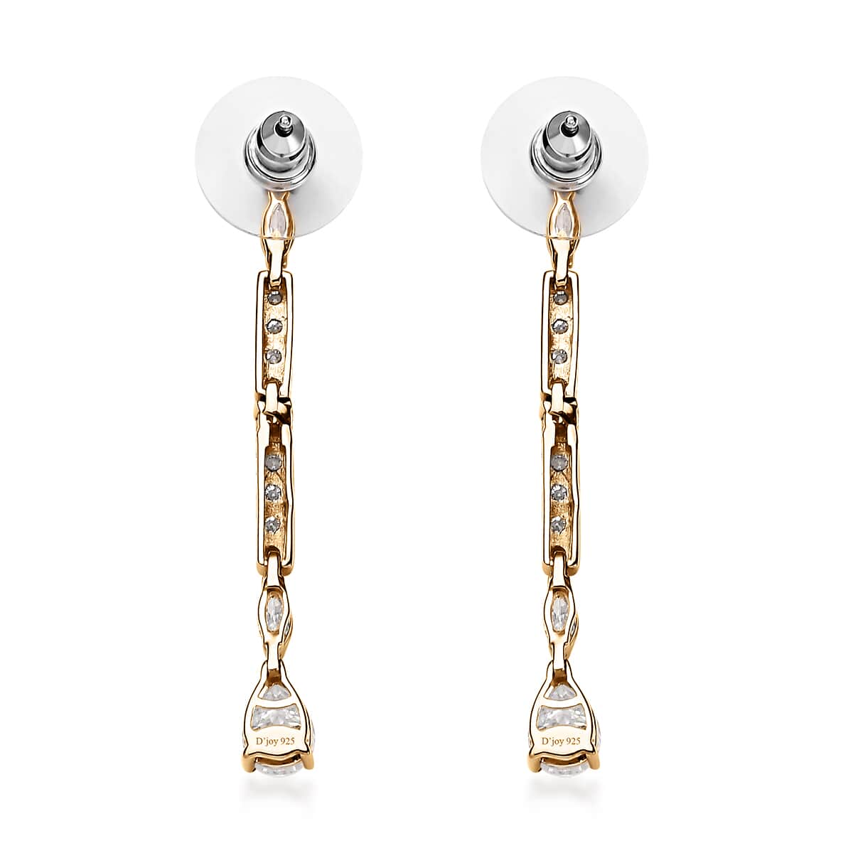 Moissanite 3.10 ctw Dangling Earrings in Vermeil Yellow Gold Over Sterling Silver image number 3