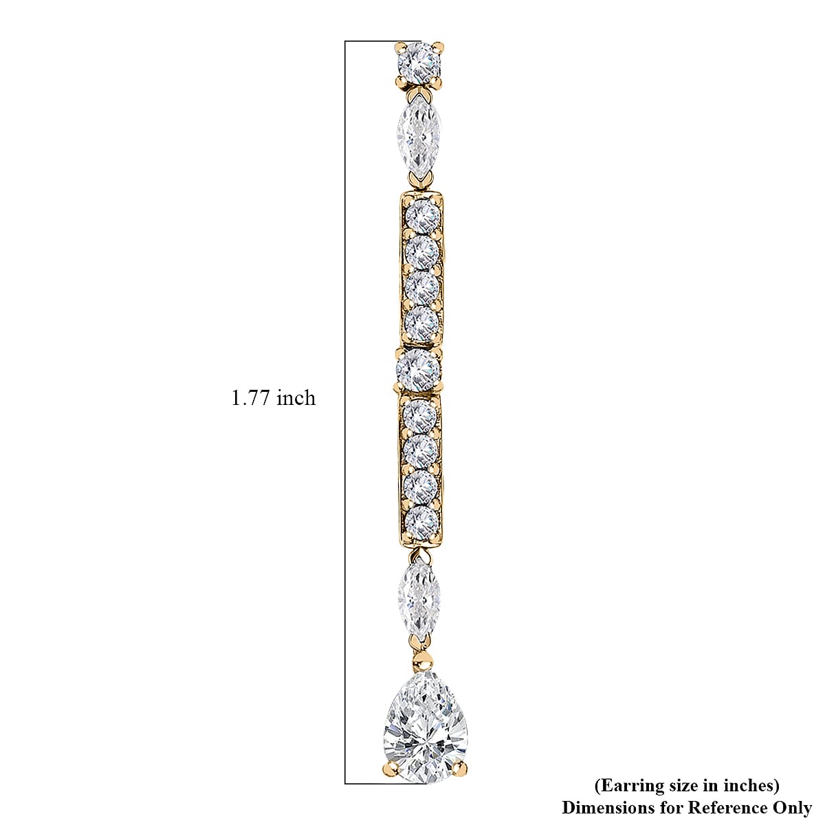 Moissanite 3.10 ctw Dangling Earrings in Vermeil Yellow Gold Over Sterling Silver