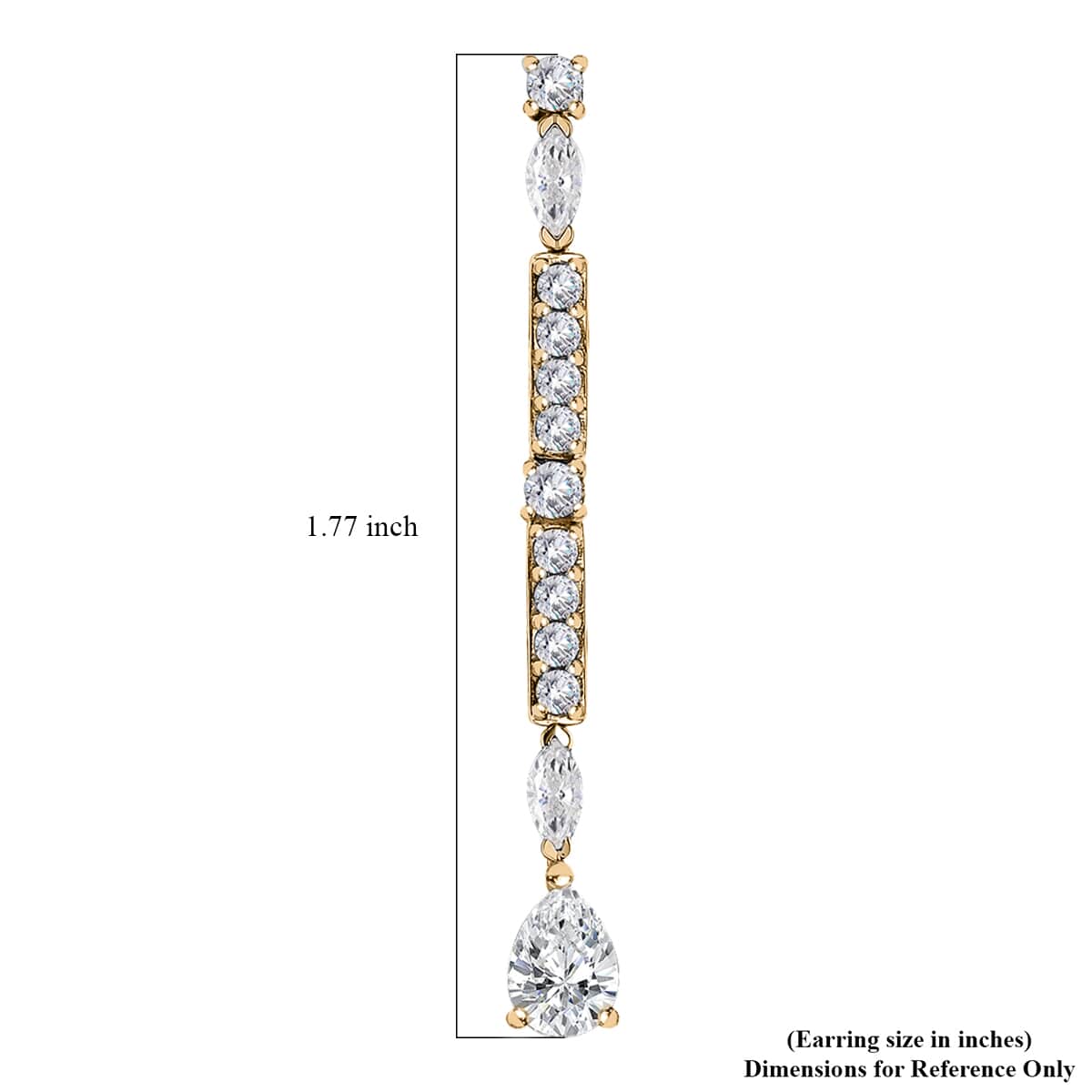 Moissanite 3.10 ctw Dangling Earrings in Vermeil Yellow Gold Over Sterling Silver image number 4