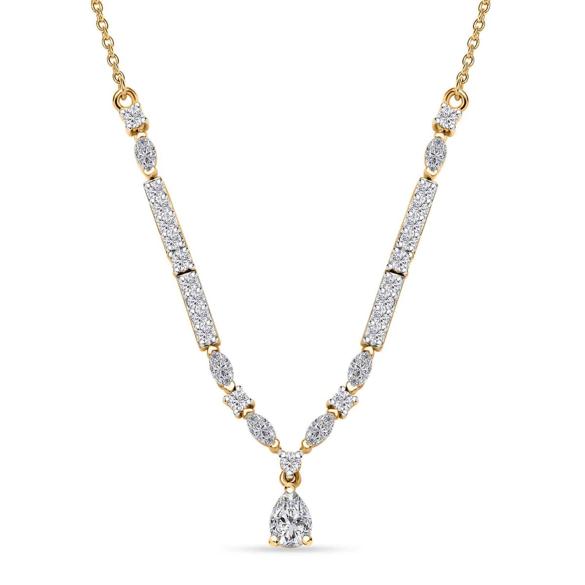 Moissanite 2.60 ctw Necklace 18 Inches in Vermeil Yellow Gold Over Sterling Silver image number 0