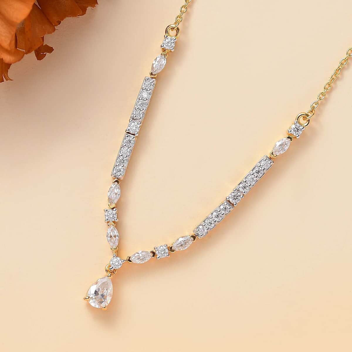 Moissanite 2.60 ctw Necklace 18 Inches in Vermeil Yellow Gold Over Sterling Silver image number 1