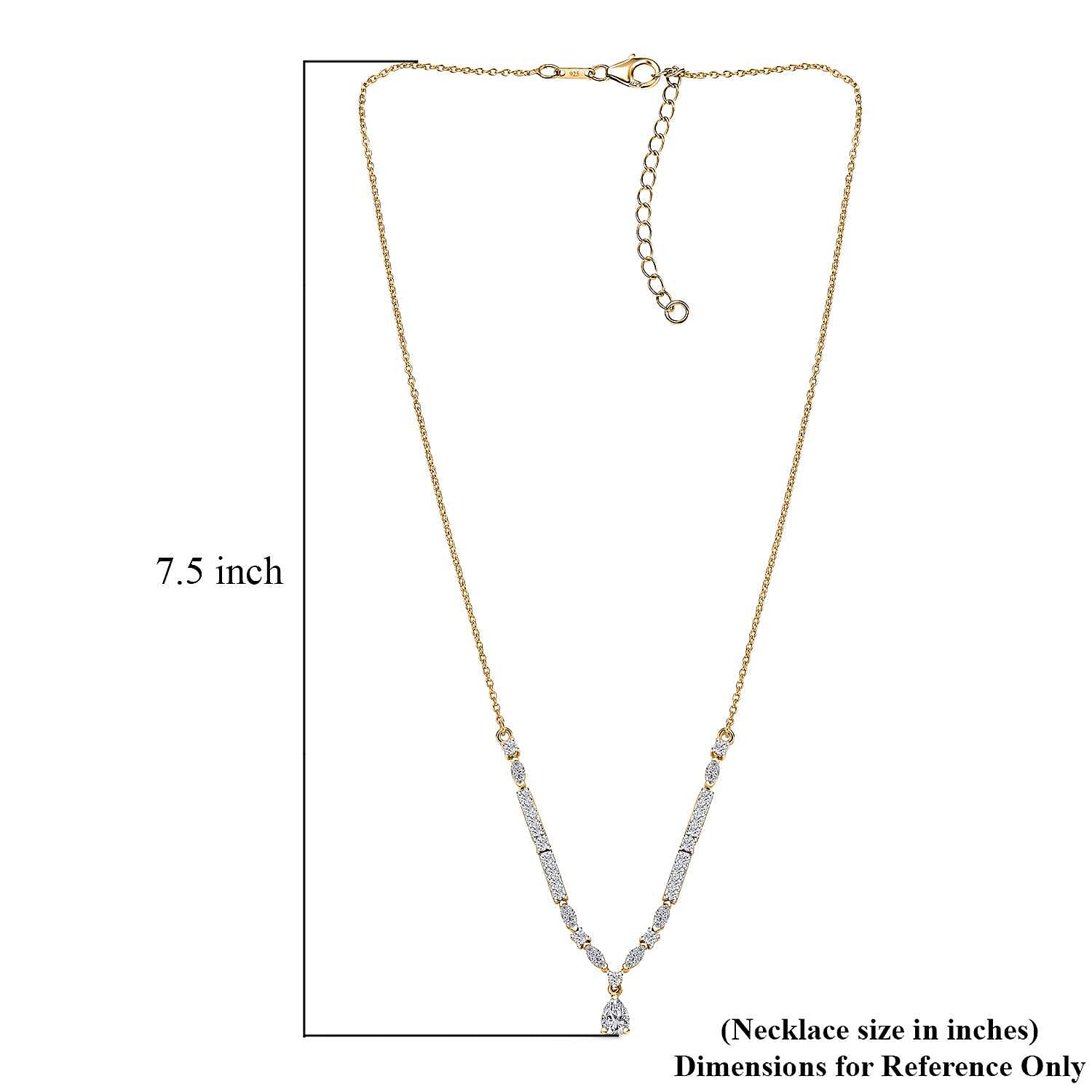 D'Joy Moissanite 2.60 ctw Necklace 18 Inches in Vermeil Yellow Gold Over Sterling Silver