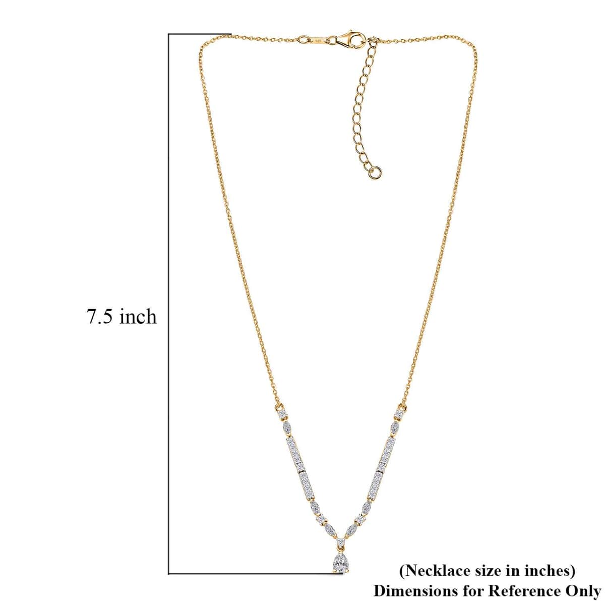 Moissanite 2.60 ctw Necklace 18 Inches in Vermeil Yellow Gold Over Sterling Silver image number 5