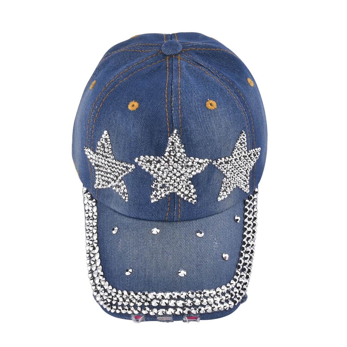 Shining Crystal and Star Cap with Velcro Fasteners (Adjustable Strap) - Blue image number 0