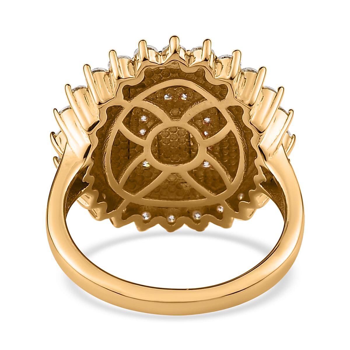 Moissanite Initial U Sun Medallion Ring in Vermeil Yellow Gold Over Sterling Silver (Size 7.0) 0.70 ctw image number 4