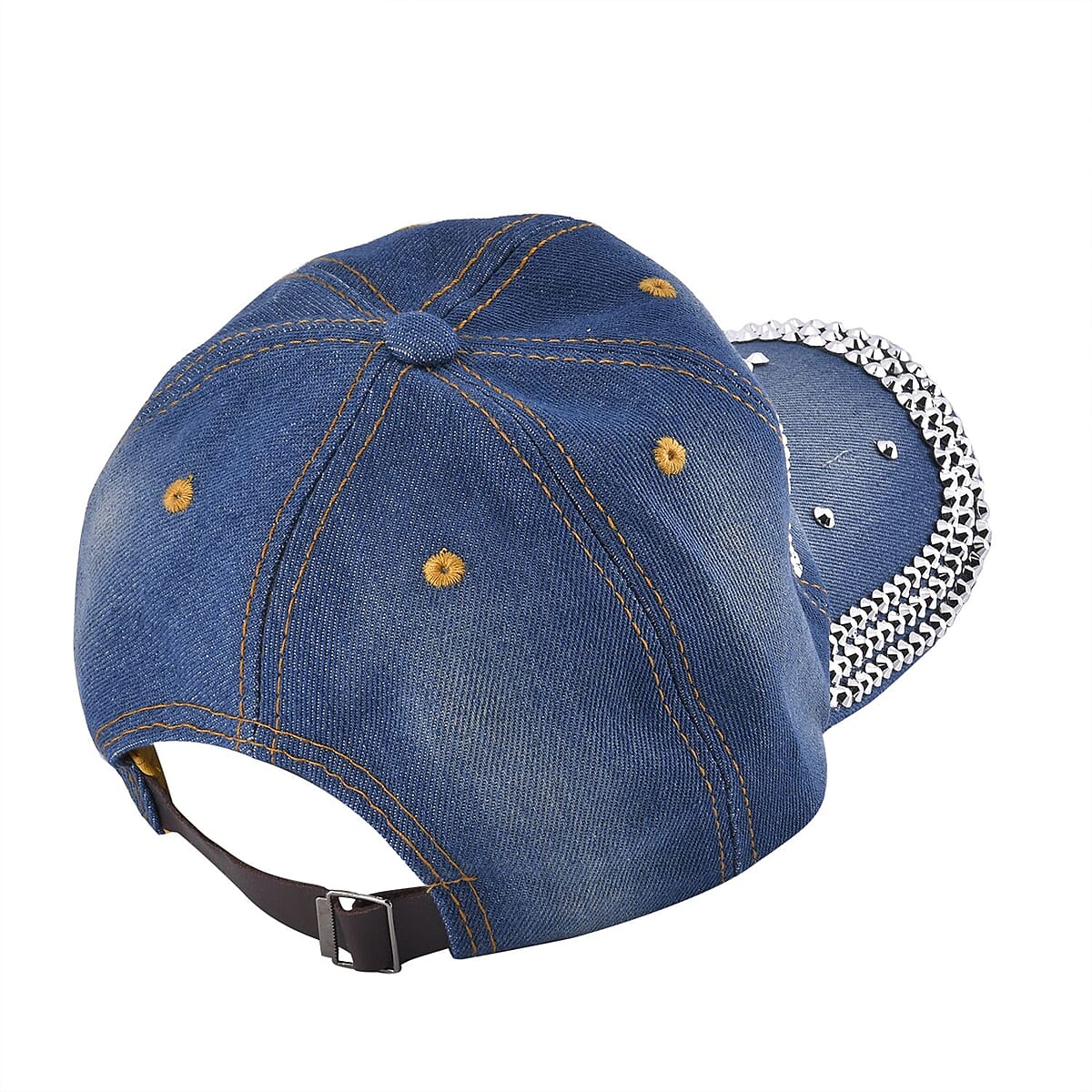 Denim Butterfly Crystal Hat with Adjustable Velcro Strap image number 2