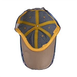 Denim Butterfly Crystal Hat with Adjustable Velcro Strap