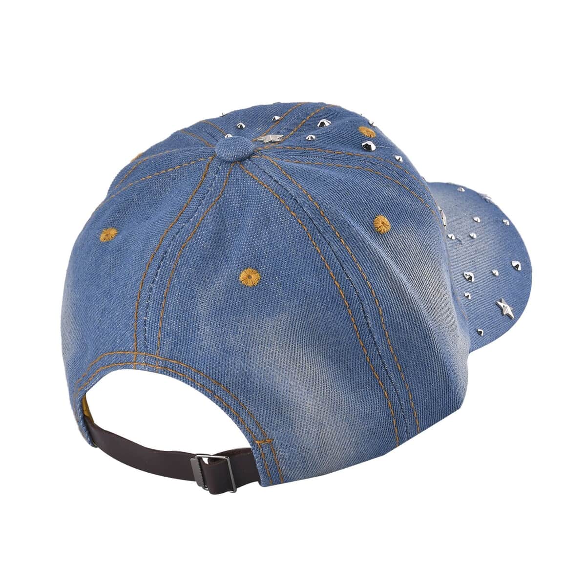 Shining Crystal and Unique Design Cap with Velcro Fasteners (Adjustable Strap) - Blue image number 2