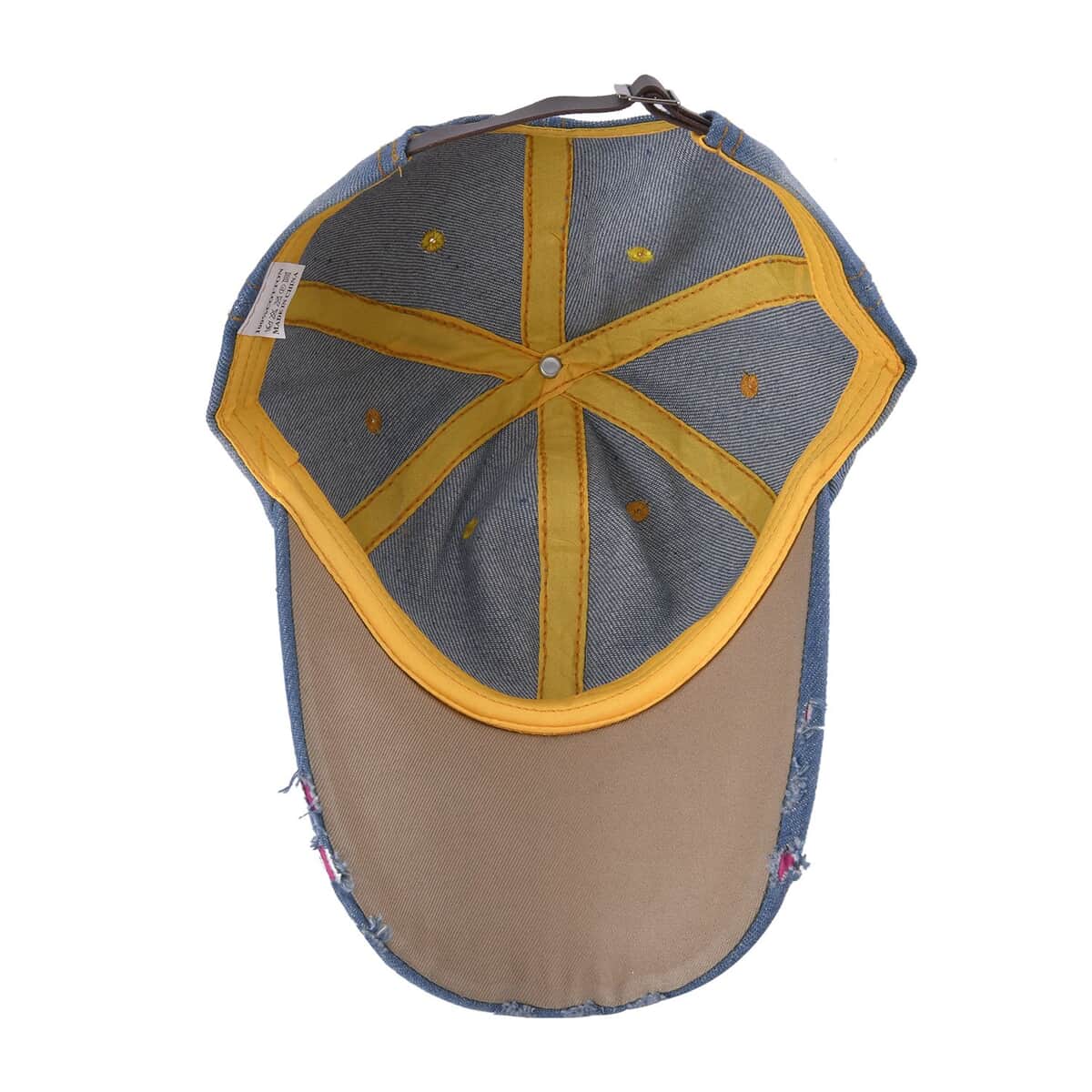 Shining Crystal and Unique Design Cap with Velcro Fasteners (Adjustable Strap) - Blue image number 3