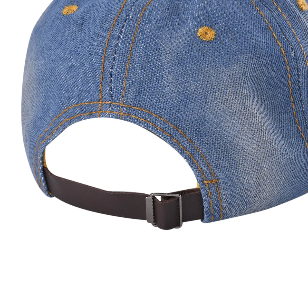 Shining Crystal and Unique Design Cap with Velcro Fasteners (Adjustable Strap) - Blue image number 4