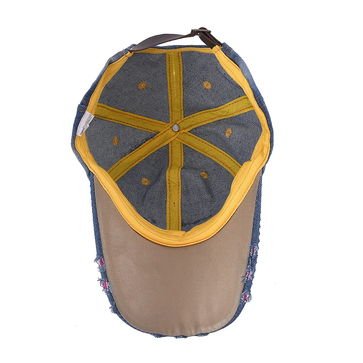 Shining Crystal and Crown Design Cap with Velcro Fasteners (Adjustable Strap) - Blue image number 3