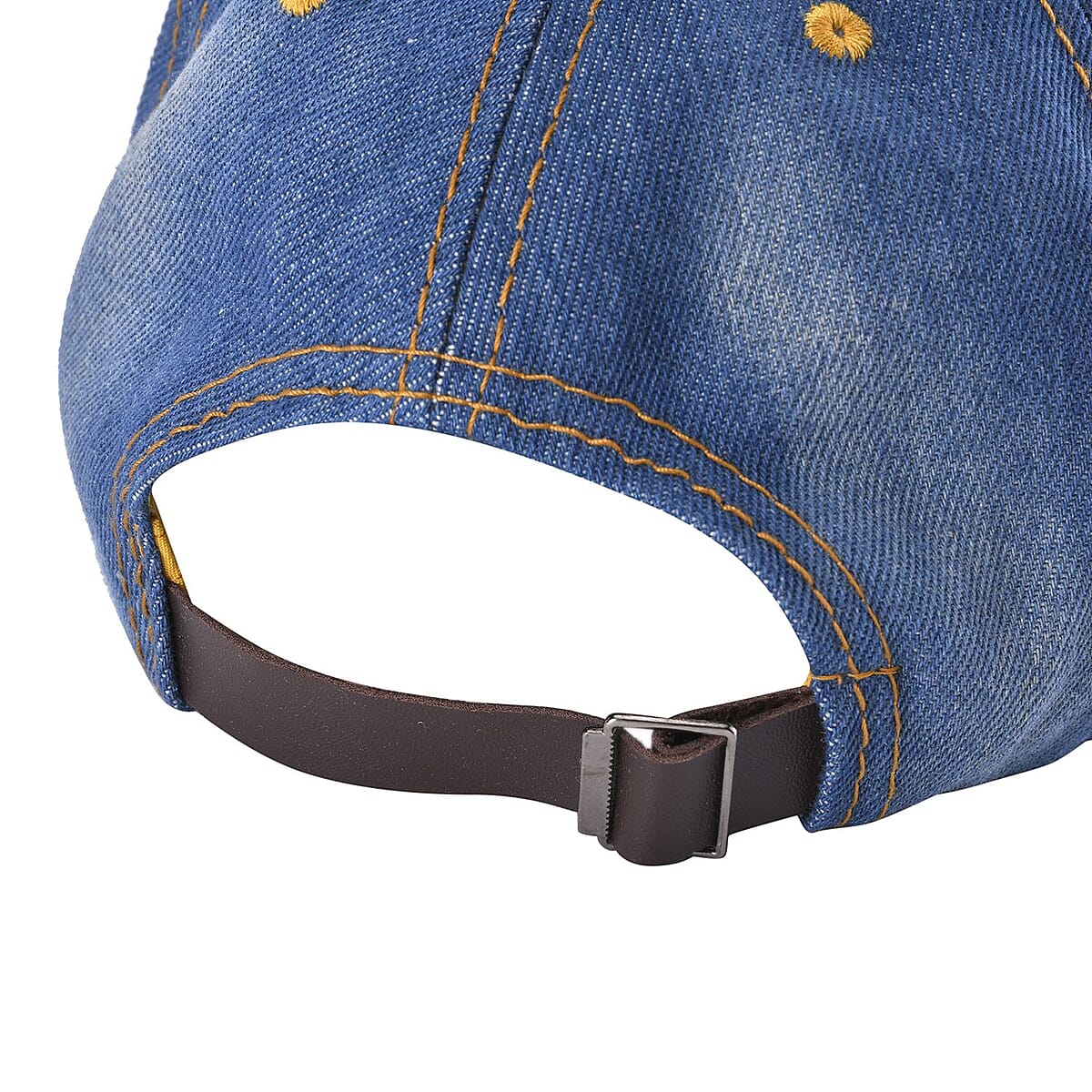 Shining Crystal and Crown Design Cap with Velcro Fasteners (Adjustable Strap) - Blue image number 4