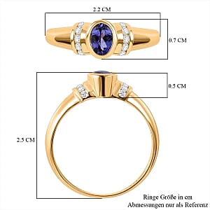 Tanznaite and White Zircon 0.70 ctw Ring in Vermeil Yellow Gold Over Sterling Silver (Size 10)