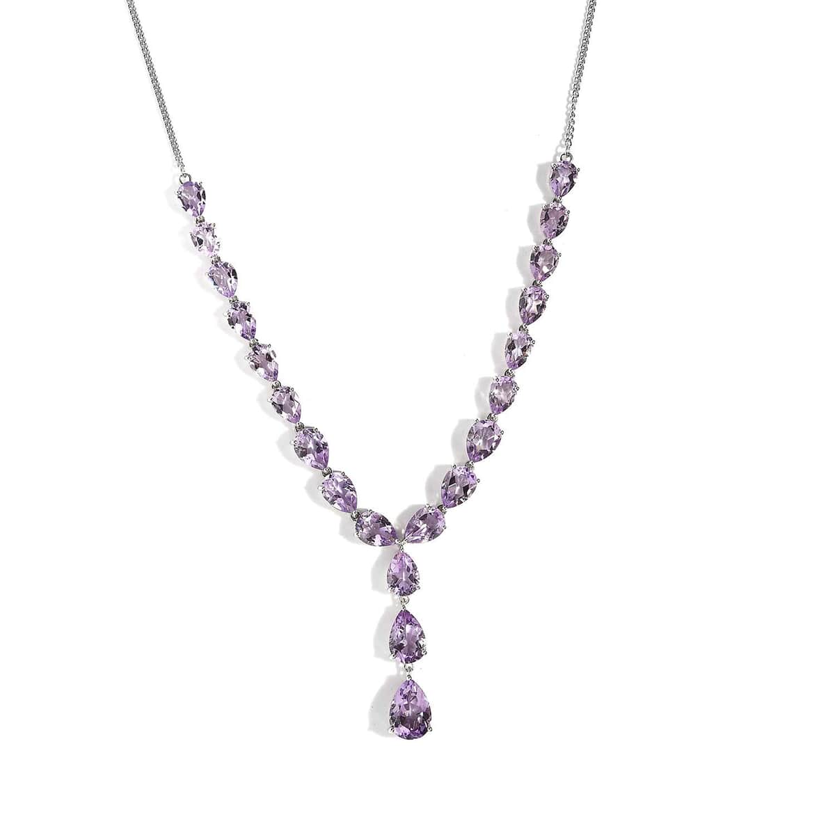 AAA Rose De France Amethyst Necklace 18 Inches in Platinum Over Sterling Silver 31.50 ctw image number 0