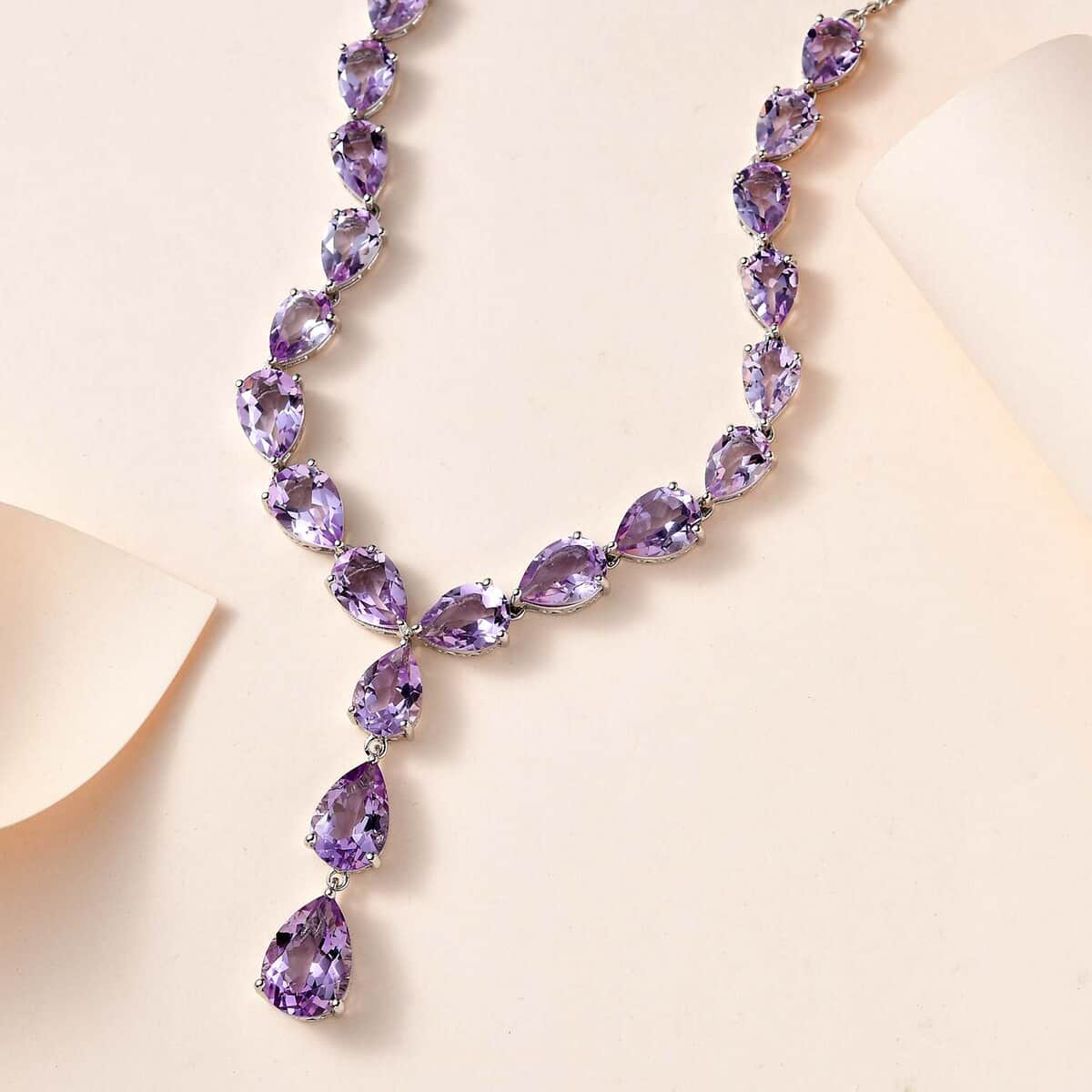 AAA Rose De France Amethyst Necklace 18 Inches in Platinum Over Sterling Silver 31.50 ctw image number 1