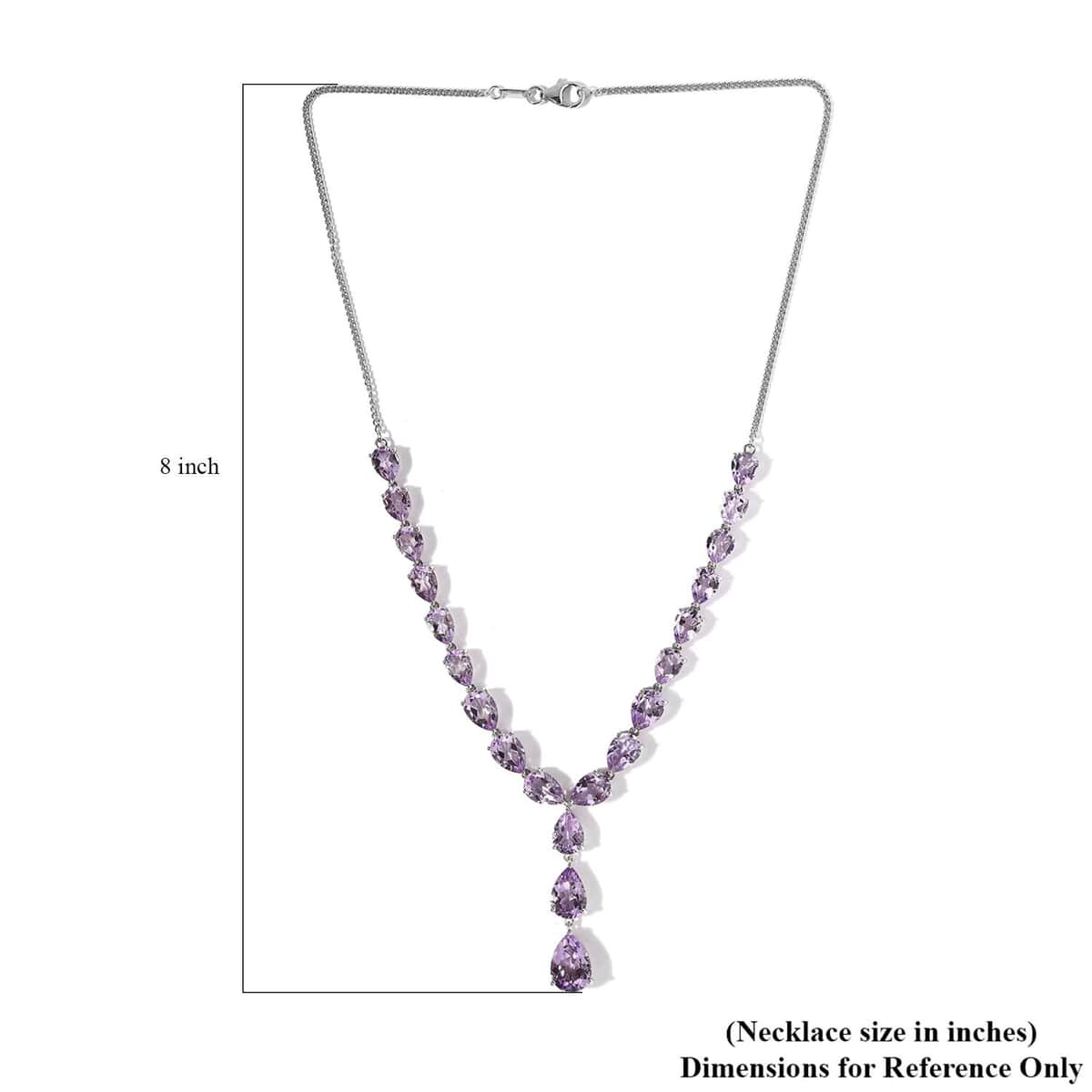 AAA Rose De France Amethyst Necklace 18 Inches in Platinum Over Sterling Silver 31.50 ctw image number 3