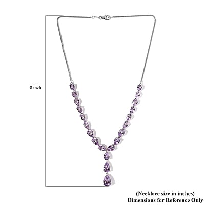 AAA Rose De France Amethyst Necklace 18 Inches in Platinum Over Sterling Silver 31.50 ctw