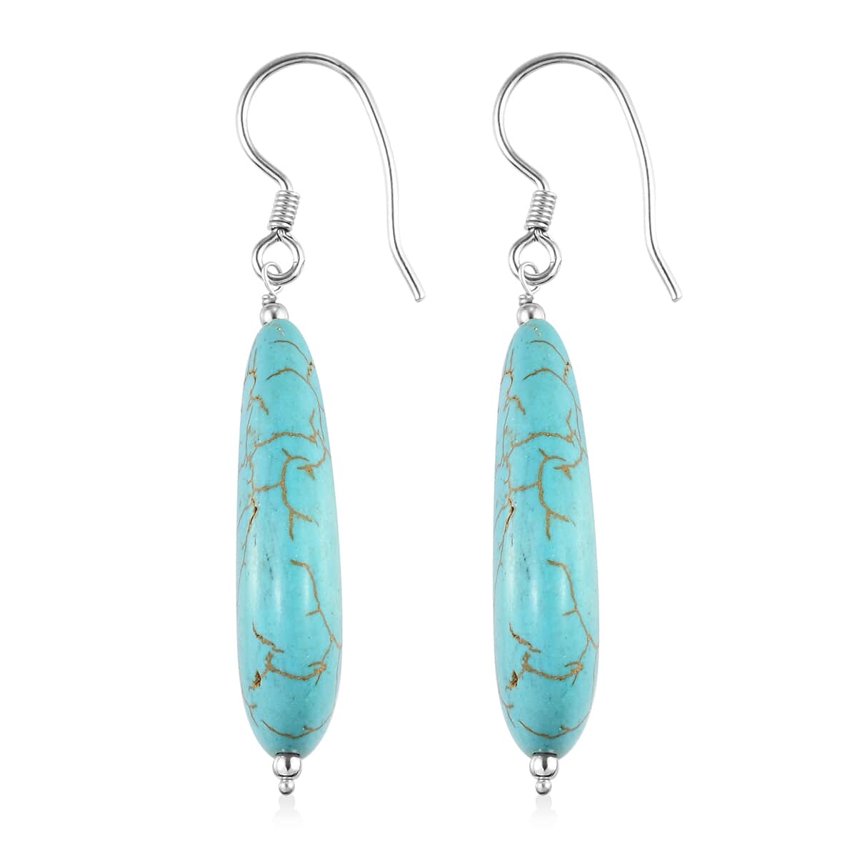 Blue Howlite Dangle Earrings in Sterling Silver 65.00 ctw image number 3