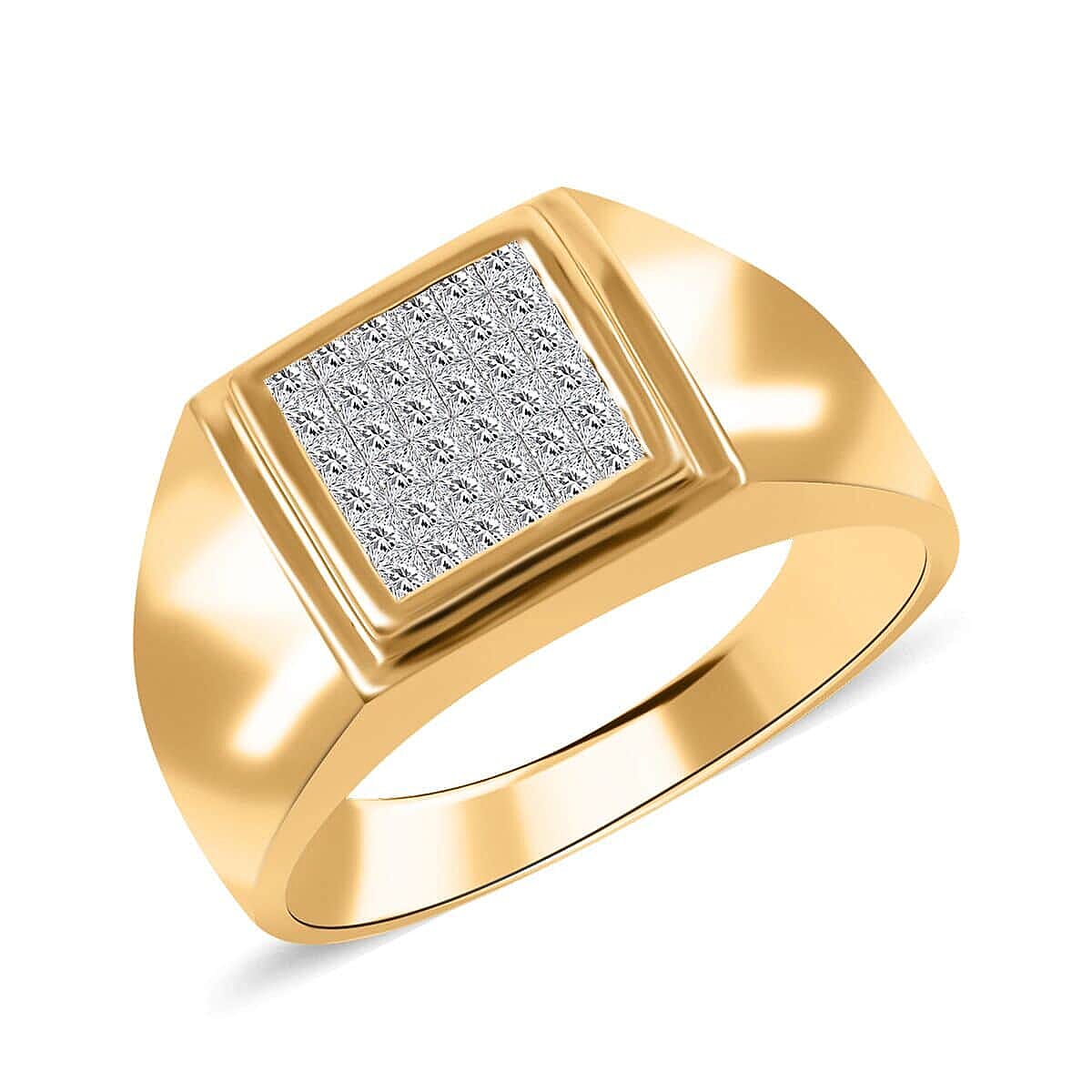 14K Yellow and White Gold Diamond I-J I2-I3 Men's Ring 11.10 Grams 0.50 ctw image number 0